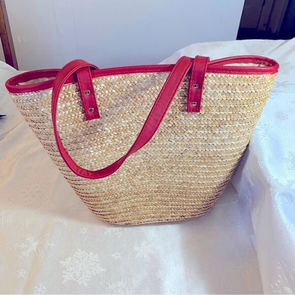 Laura Geller Straw Handbag Shoulder Bag Lined Gorgeous - Picture 5 of 6